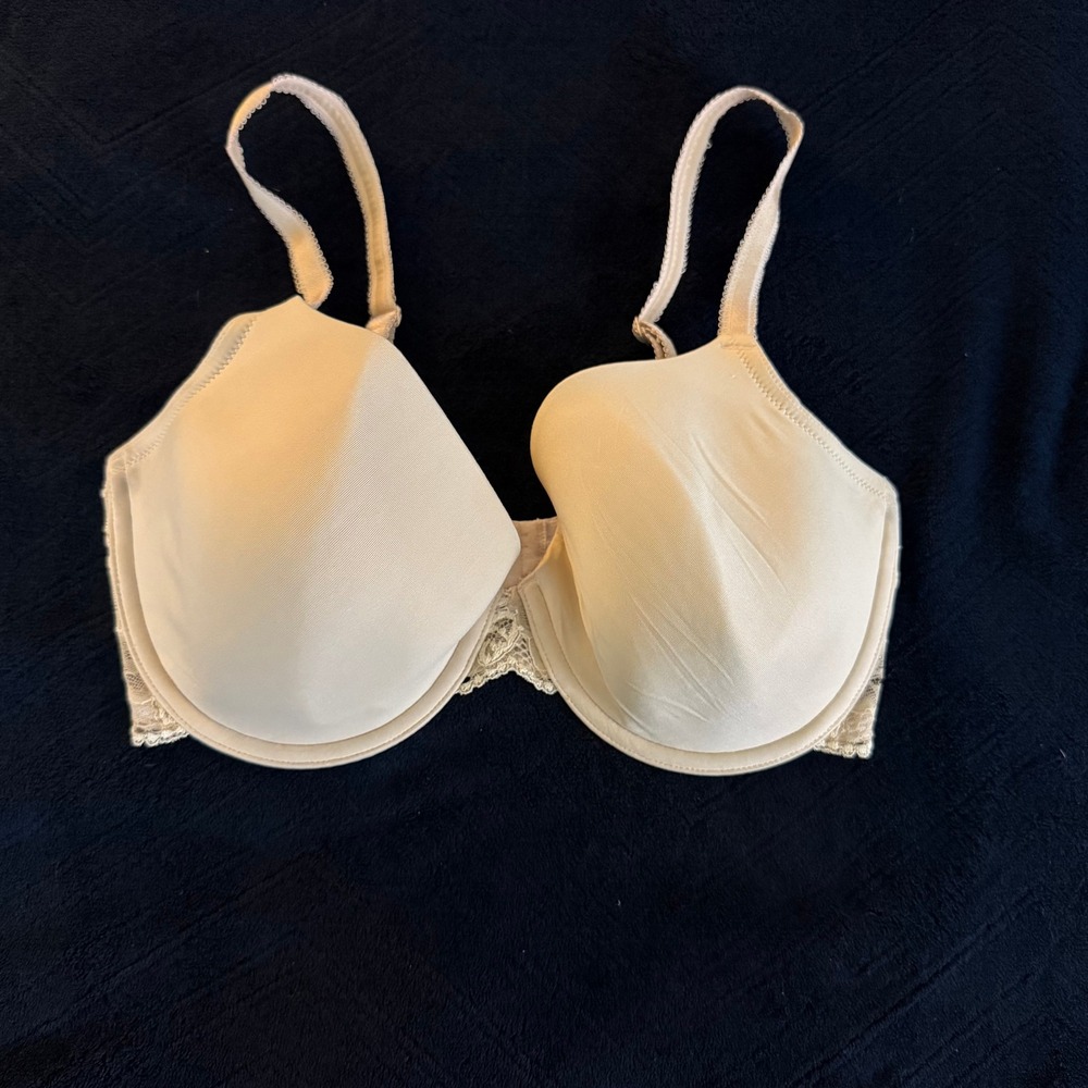 Wacoal Lace Finesse T-Shirt Bra 36DD Sand Nude Underwire Floral Lace 85340